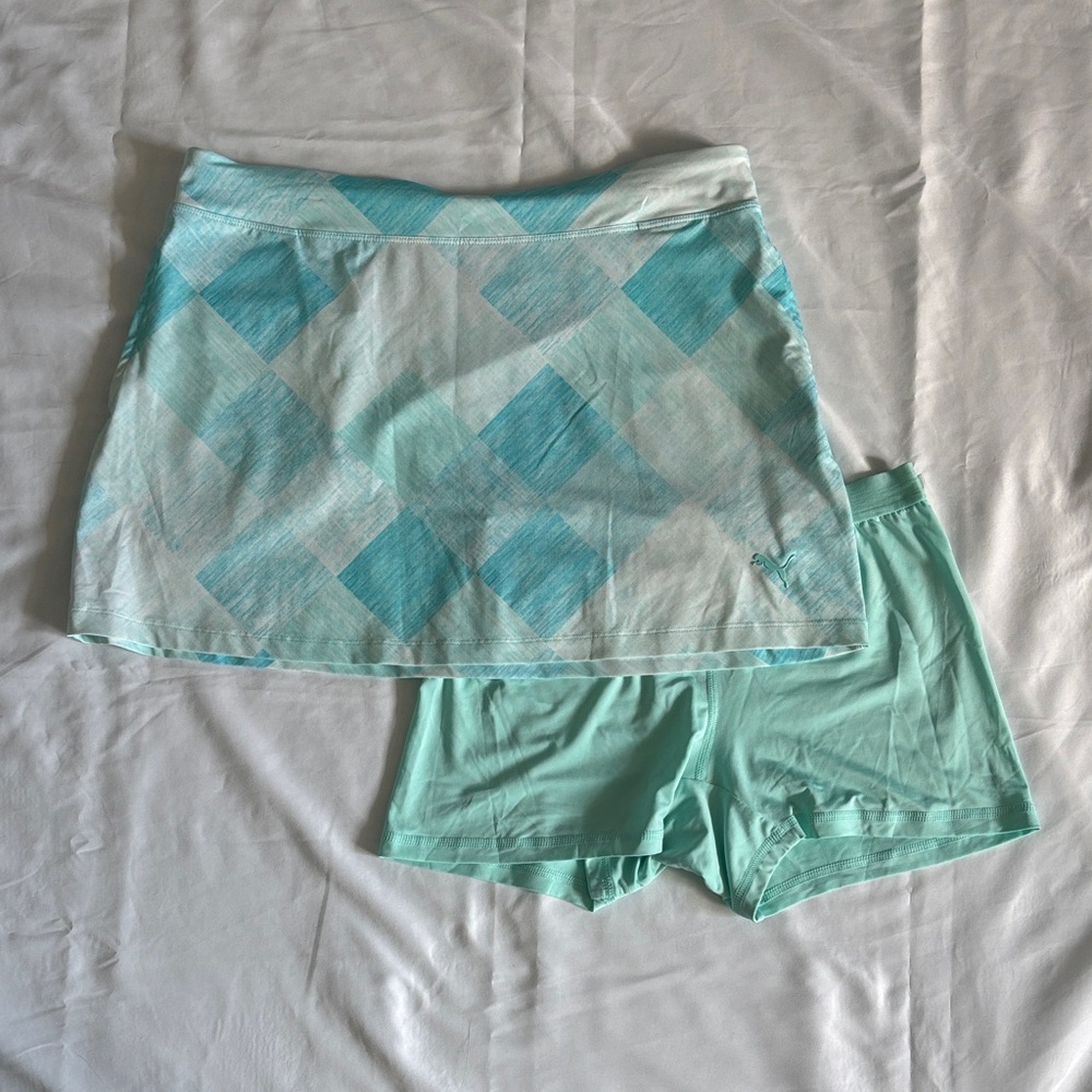 Puma Aqua Plaid Skirt with Shorts